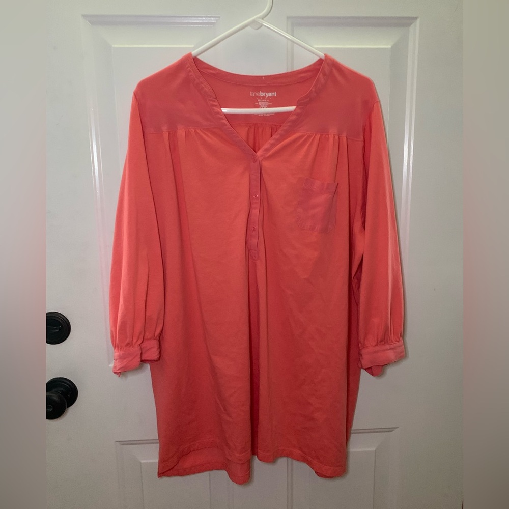 Lane Bryant Coral Blouse with button detail size 22/24